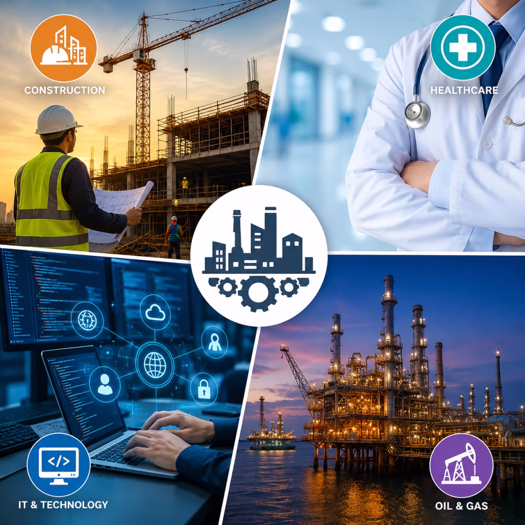Industries supported by ALSANTRADE logistics and recruitment services