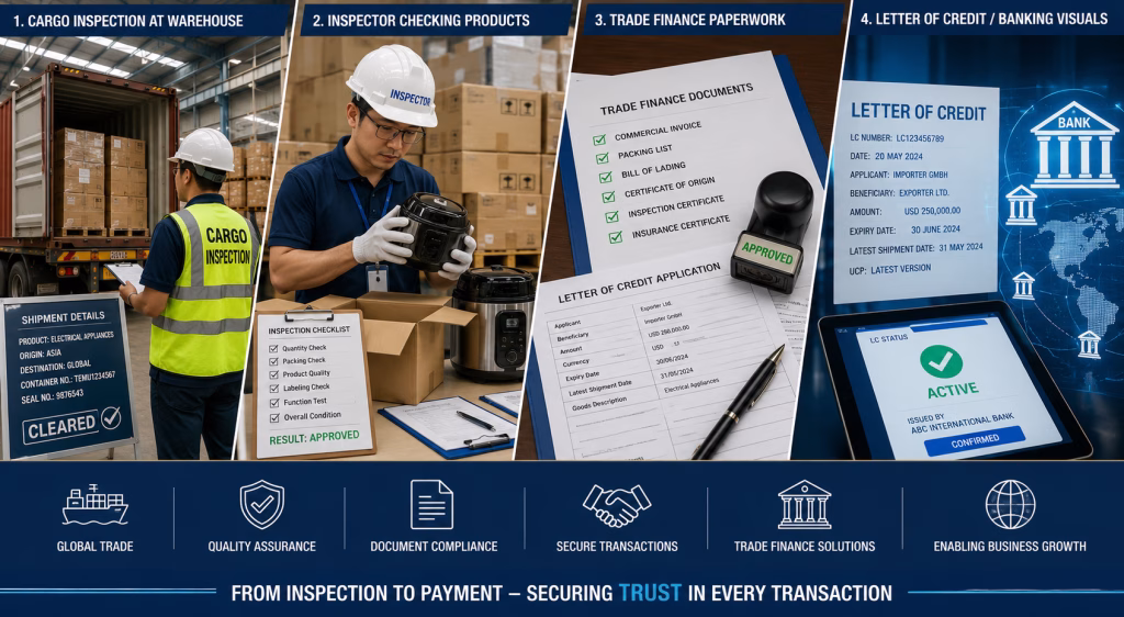 Pre shipment inspection and trade finance support for international import export transactions