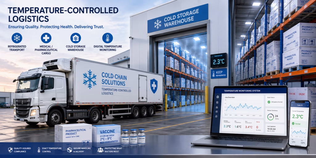 Temperature-controlled GCC cold chain logistics for healthcare, pharmaceuticals, and food distribution